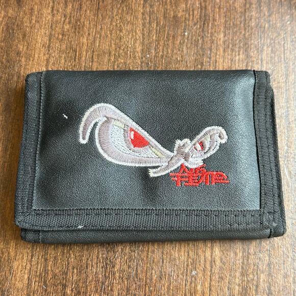 No Fear Wallet with Eyes Black Wallet Red Eyes No Fear Brand Vintage 1990s - Picture 1 of 10